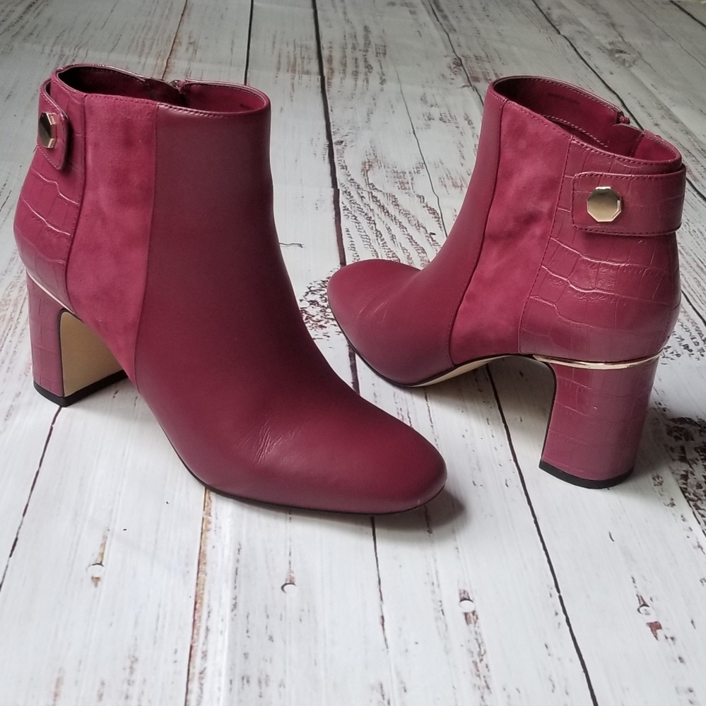 White House Black Market Brynn Dark Sangria Women's Leather Bootie Boots